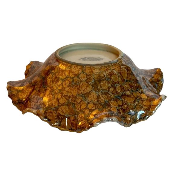 Vintage Holley Ross Shallow Orange Floral Glass Bowl - Picture 7 of 8